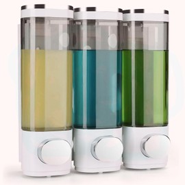 YIRANJIA 3 - Chamber Wall - Mounted Shower Dispenser Set - Ideal for Shampoo, Conditioner, and Body Wash Mounted by Glue or Screws