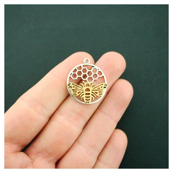 Unbranded 4 Bee Pendant Charms Antique Silver and Gold Tone