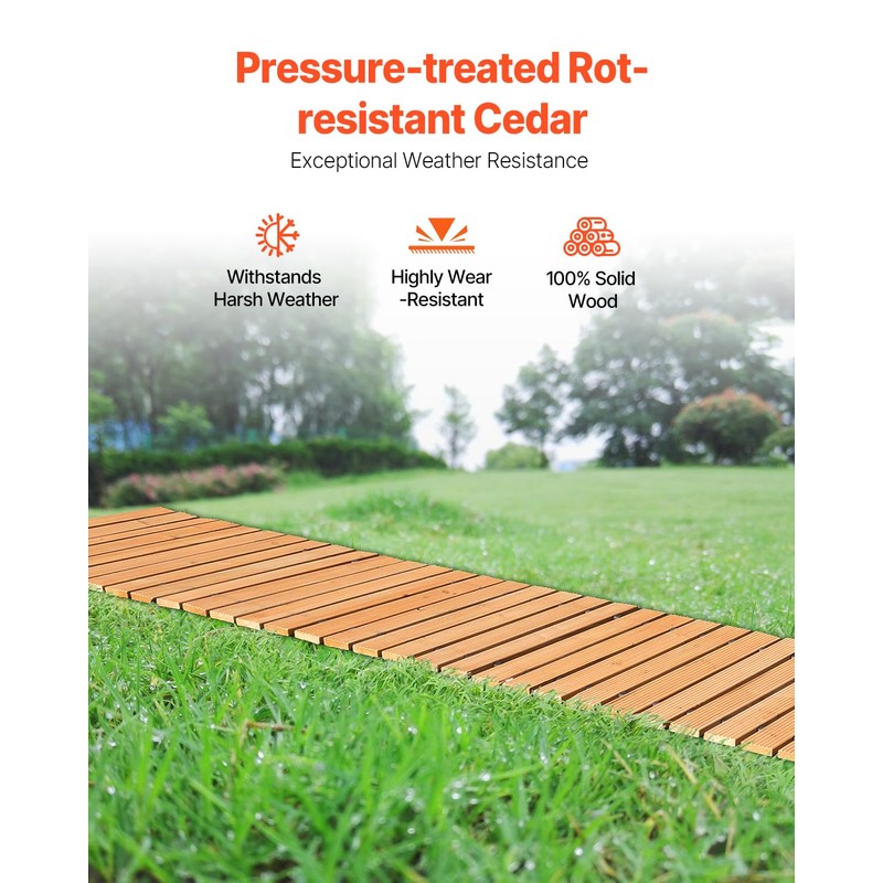 VEVOR Wooden Garden Pathway, 8 ft L x 17 in