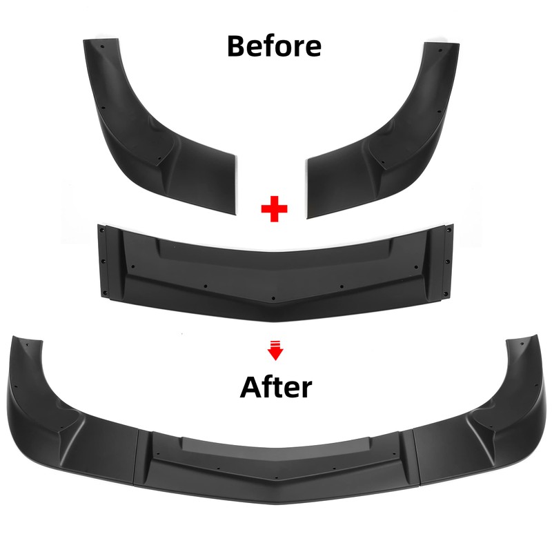 KUAFU 3Pcs Front Bumper Lip Splitter Compatible with 2005-2013 Corvette