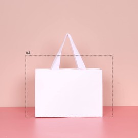 PAPERIST 16pcs 9x3.9x6.3 Small gift bags, White paper bag with white cotton handles bag, party bags, gift bags for Wedding, Christmas, Birthday Party, Bridal Shower, Mothersday, Fathersday