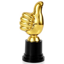 Golden Thumbs Up Trophy, 5.12in Thumb Up Trophy Engraving Funny Plastic Winner Award for Celebrations Sports Game Classroom Job Football Competition Rewards Gift for Humorous Recognition