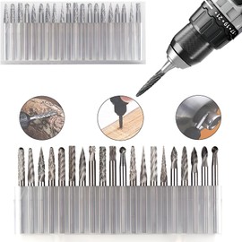 Fresas para router 1/4, 20 psc Brocas de acero de tungsteno para herramienta giratoria, Rebabas de Carburo, Fresas de Acero de Tungsteno para Carpintería, Taladrado, Tallado en Metal, Pulido