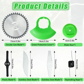 Kuaman 18 Pcs Cordless Strimmer Blades Replacement Accessories, Grass Strimmers Metal Blades Set, Spare Garden Strimmer Blades, Stainless Steel Blades for Mowing Lawns
