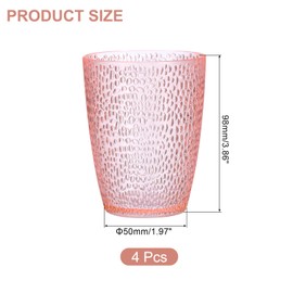 sourcing map 10oz Acrylic Drinking Glasses, 4Pcs Plastic Reusable Tumblers Drinkware Unbreakable Water Glasses Cup Stackable & Dishwasher Safe for Home Outdoors Restaurant, Pink