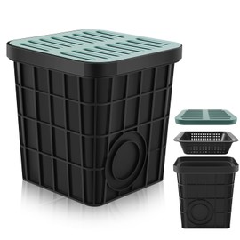 Kritkin Catch Basin with Grate 15 x 15 x 15 Inch Square Large Catch Basin for Drainage with Debris Basket French Drain Without Reserved Hole for Yard, Downspout, Lawn, Municipal Pipeline