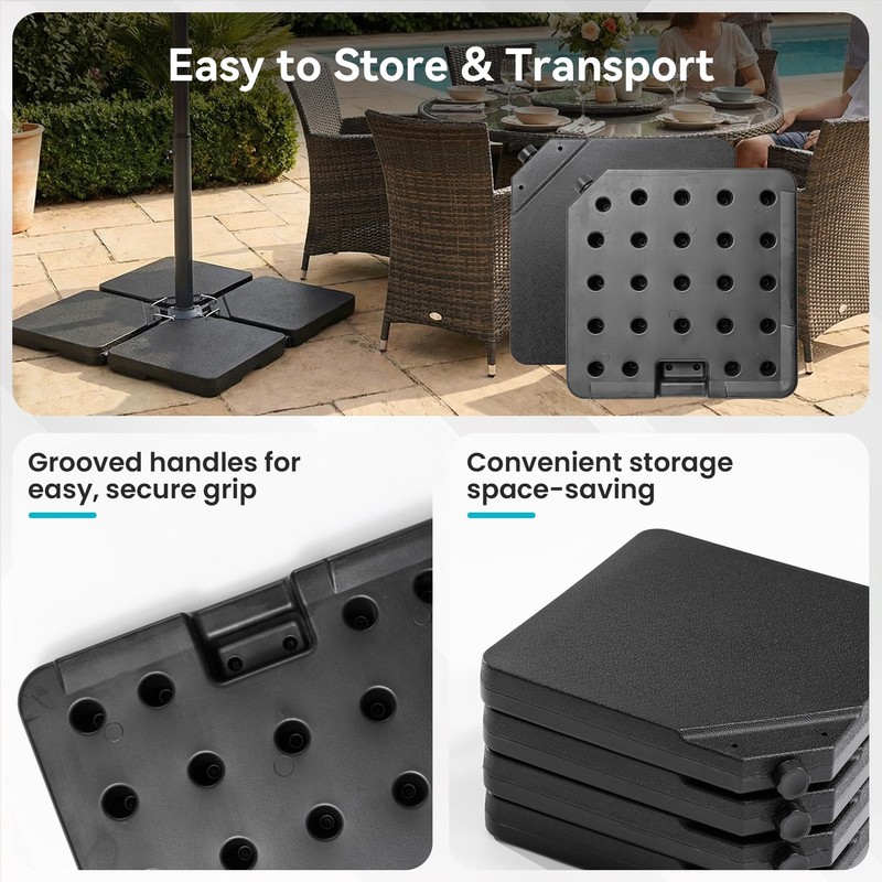 COSIEST 170 LBS Offset Patio Umbrella Base,4 PCS Sand &