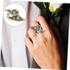 GRIRIW Open Ring Adjustable Turquoise Jewelry for Women Retro Blue