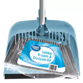 Lobby Broom and Dustpan Set, 2.75" x 11.81" x 41", Blue