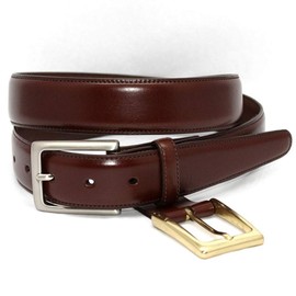 Torino Leather Glazed Kipskin Double Buckle Option Dress Belt - Honey 32