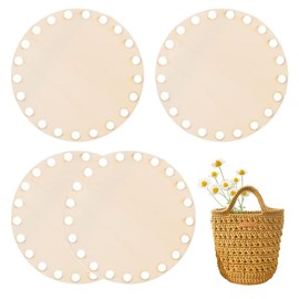 SGERUFZ Pack of 4 Crochet Baskets, Wood for Crocheting, Crochet Basket Wooden Base, Natural Wood Basket Base for DIY Basket Weaving Supplies, Home Decoration, Crafts (10 cm) (Natural Wood)