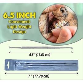 Dental Tooth Scaler Plaque Remover (Perfect for Cats and Dogs) - 6.5 Inch Double Headed Tarter Scraper Stainless Steel Teeth Cleaning Tools/Picks (6.5inch Scraper)