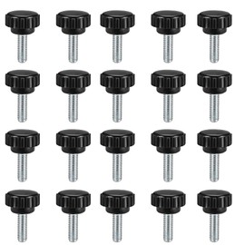 TA-VIGOR 20Pcs M6 x 15mm Male Thread Knurled Clamping Knobs Grip Thumb Screw on Type Round Head 20mm Dia