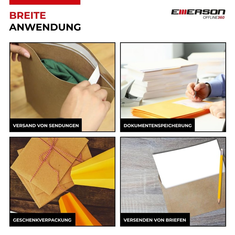 Emerson Emerson 50x Versandtaschen DIN B4 Braun 250 x 353