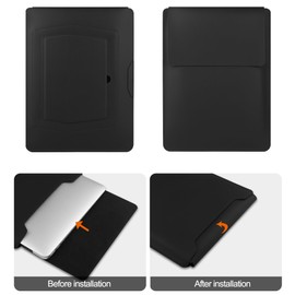 LIUDENWIN 15 16 Inch Laptop Sleeve Case Waterproof Leather Adjustable Stand Compatible with Mac Book Pro 16 2021 & 2019/15.4'' Mac Book Pro 15/ More 15''-16'' HP ASUS Acer Surface,Sleeve Pouch,Black