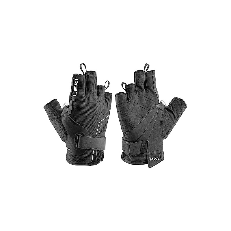 LEKI Nordic Breeze Shark Short Gloves, Black-White, EU 9
