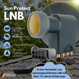 SCHWAIGER 7402 Octo LNB 8 Participants Low Noise Block Converter LNC Sun Protect Digital Heat Resistant LNB Cap Satellite Dish Accessories for Multiswitch Weather Protection Gold-Plated Contacts