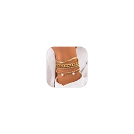 Gold Bracelet for Women Trendy Pearl Bracelet Bangles for Teen Girl Gifts Layered Gold Chain Bracelet Gifts for Girlfriend Sister Mother Aunt