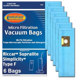 EnviroCare Replacement Micro Filtration Vacuum Cleaner Dust Bags made to fit Riccar Supralite and Simplicity Type F Uprights 6 pack