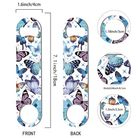CREATCABIN Butterflies Flat Bottle Opener Blade Beer Opener Metal Beer Opener Stainless Steel Art for Bar Pub Bartenders Party Home Kitchen Gift Father's Day Valentine Birthday White 1.6x7.1 Inch