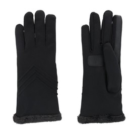 Isotoner Women's Touchscreen Chevron Winter Glove with Microluxe Lining, Large/XL, Black