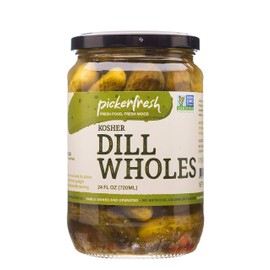 Pickerfresh Kosher Dill Wholes - Large Whole Pickles - Simple Ingredients - Non-GMO, No Artificial Color & No Preservatives - 24 oz