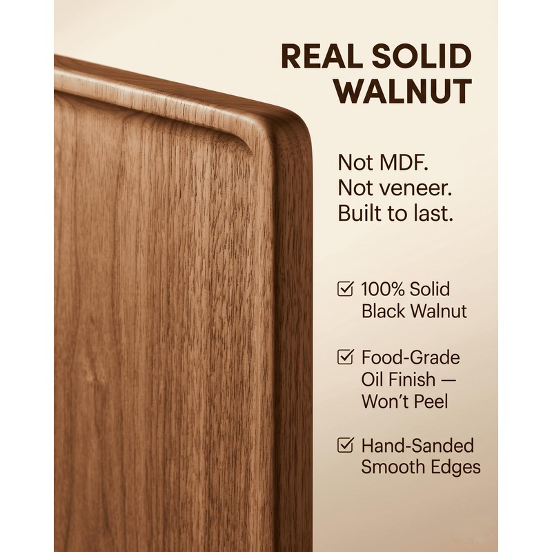 Walnut Wood Tray with Non-Slip Feet, 10 x 6 Inch