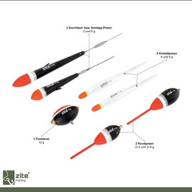 Zite Fishing Trout Floats Assortment 7-Piece - Fishing Floats Trout Fishing with Float Tube - Continuous Float Trout Egg Crystal Floats