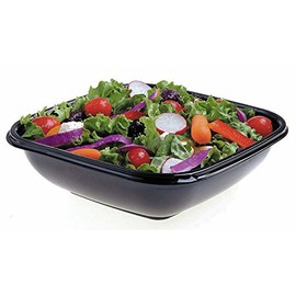 SABERT 18048B300 Square Bowl2 Medium 48 oz Clear Plastic Bowl - 7 1/2" sq x 3" D
