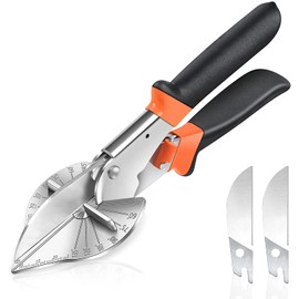 Multi-Angle Miter Shear Cutter, Quarter Round Cutting Tool Adjustable at 45 to 135 Degree with Safety Lock Hand Tools for Cutting Plastic, PVC and Molding Trim, Two Replacement Blades Included