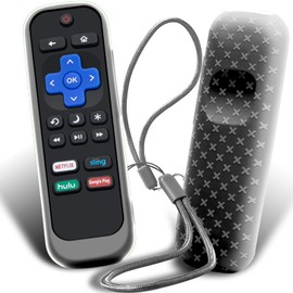 Case for Roku Remote, Cover for Hisense/TCL Roku TV Steaming Stick/Express Universal Replacement Controller Silicone Sleeve Skin with Lanyard Black