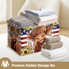 Patriotic American Cow Highland Storage Bins Oxford Fabric Storage Basket