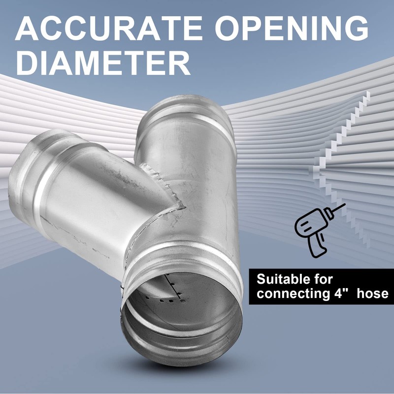 Tatuo 4'' Duct Splitter 3 Way Hose Connector Metal 45