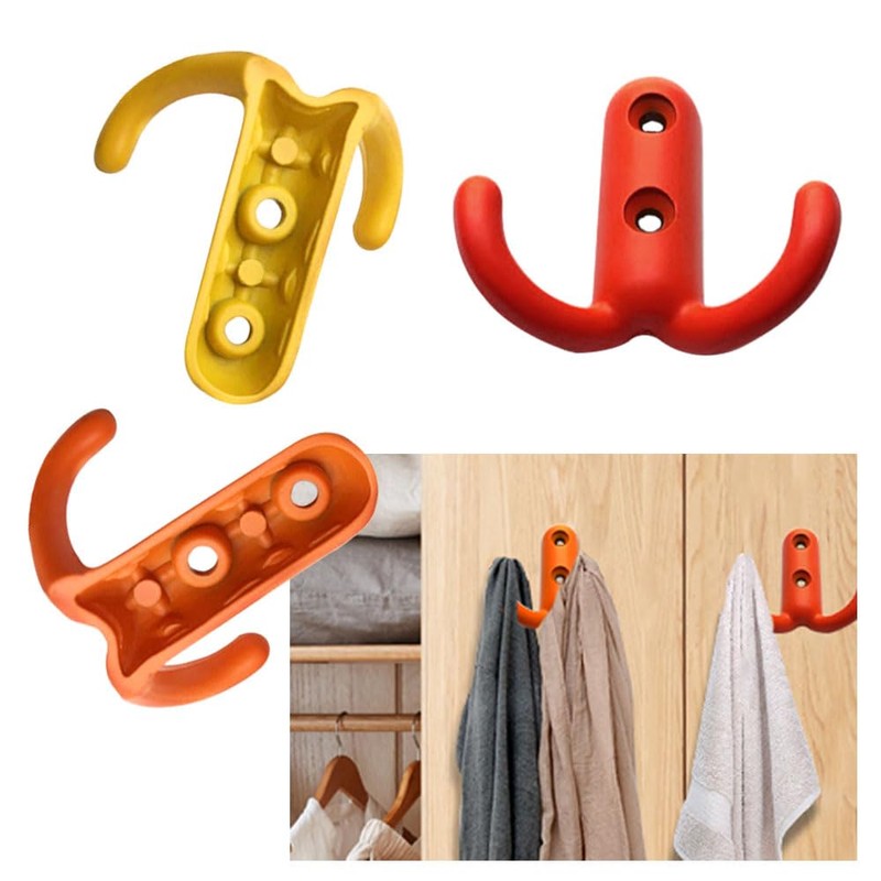 Dtoterul Colourful Wall Hooks, Pack of 6 Coat Hooks, Double