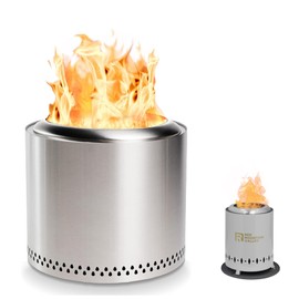 Red Mountain Valley 19'' Portable Wood Burning Smokeless Fire Pit with Removable Ash Pan, Outdoor Fireplaces for Camping, Patio, Stainless Steel None-Smoke Firepits for Outside, Silver