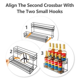 10 Bottle Capacity Coffee Syrup Organizer 2 Tier Coffee Syrup Stand Shelf for Coffee Bar Kitchen Small Wine Rack for Bar Family Storage for Syrup Wine Dressing