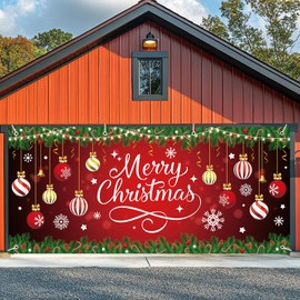 Christmas Garage Door Cover, 6 X 13 Ft Garage Door Christmas Cover, Garage Door Christmas Banner, Christmas Garage Door Banner For Outdoor Indoor Xmas Wall Party Photo Background