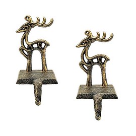 2 Pieces Reindeer Christmas Stocking Holder Christmas Hooks Skid Mantel Hooks Hanger for Fireplace Free Standing Christmas Decorations