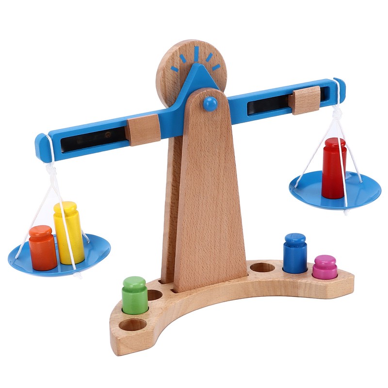 Wooden Weighing Scale Toy Set Educational Balancing Scale Toy Math