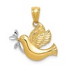 Solid 14k Yellow & White Two Tone Gold Peace Dove