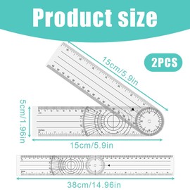 CPJJ Protractor, goniometer, physiotherapy, protractor, school, goniometer, physiotherapy, set of 2, White