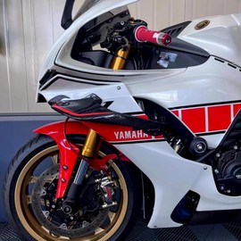 Motorcycle Front Spoiler Wing, for Yamaha R1 / R1-M 2020-2024, Aerodynamic Spoiler Wing Fairing air Guide Spoiler aileron (Red - Carbon Fibre Texture)