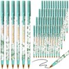 Humyoun 48 Pcs Eucalyptus Leaf Baby Shower Ballpoint Pens Black
