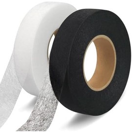 140 Yards Stitch Witchery Hemming Tape, 1 inch Iron Hemming Tape, 2 Rolls Iron on Tape for Hemming,Hem Tape No Sewing No Iron Tape, Fusible Tape Adhesive Wonder Web for Curtain, Pants, Clothes - Colour: White+Black