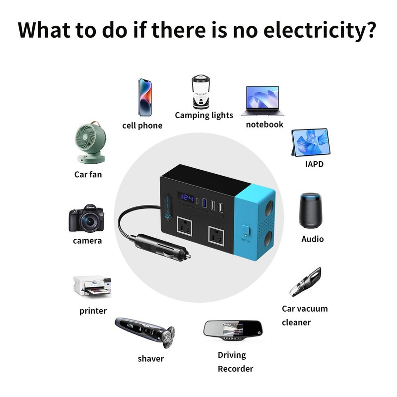RUTNRIXA 300W Power Inverters 12V DC to 110V AC Converter