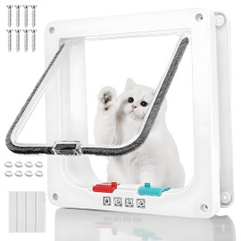 Large Cat Flap (Outer Size 28 x 24.9 cm), 4-Way Locking Large Cat Door, Cat Flap Inner Door, Dog Flap, Cat Flap Outer Door, Weatherproof Cat Door for Indoor Outdoor Door, Window, Wall