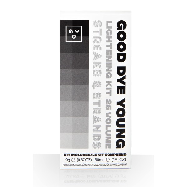 Good Dye Young Hair Lightener Kit (Streaks and Strands) with Dust Free Powder Lightener & 25 Volume Developer - Moisturizing Bleaching Kit - Vegan Hair Bleach (2 oz.)