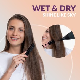 marQus - Volume and Shine Teasing Brush - Boar Bristle Brush - Slick back hair brush - Styling brush - Boar brush - 1pc - classic black