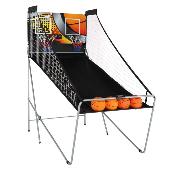 PEXMOR Foldable Basketball Arcade Game w/ 4 Balls, Dual Shot, 8 Game Options, Indoor Electronic Basketball Game for Kids, Adults