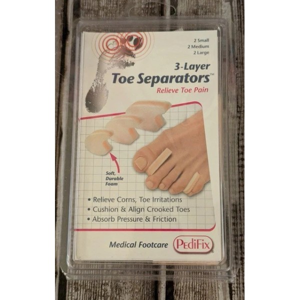 PediFix 3-Layer Toe Separators Assorted Sizes 2-Small 2-Medium 2-Large 6